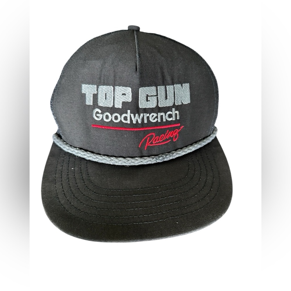 Vintage Goodwrench Top Gun Racing Hat Cap Made In USA SnapBack Black Grey Rope